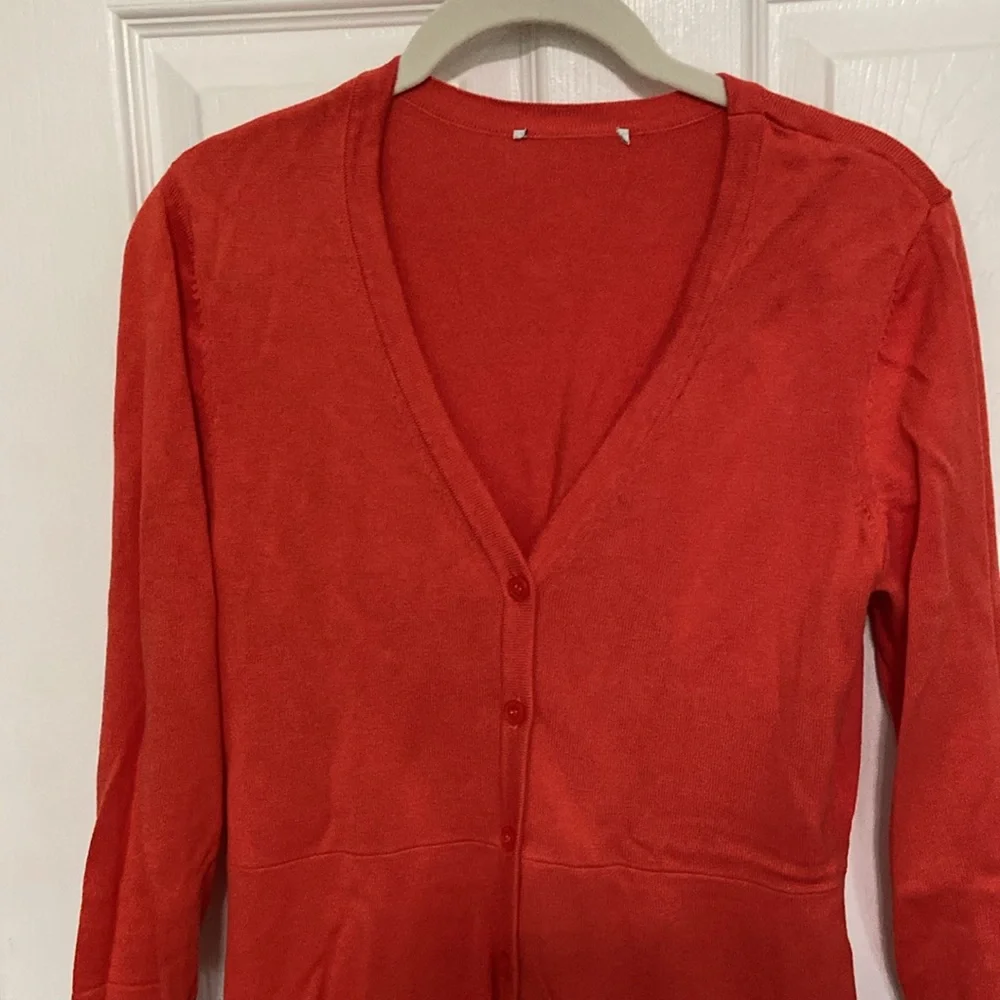 2 Isaac Mizrahi Sweaters - Coral Peplum, Coral Tie Dye Shrug Cardigan - Picture 7 of 16